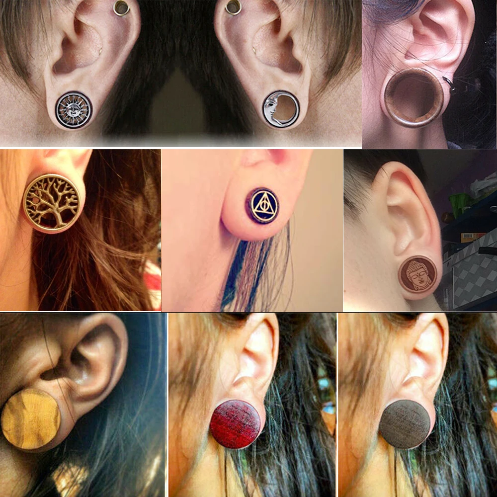 2pcs Wood Flesh Ear Plugs Tunnels Ear Piercings Earlets Saddle Woodern Earring Expander Gauge Double Flare Body Jewelry Piercing piercing jewelry,body piercing earrings,ear piercing jewelry,body piercing jewelry,body jewelry