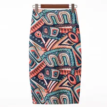 Женские Элегантные повседневные модные юбки с высокой талией, офисные женские винтажные рабочие юбки с цифровой печатью и геометрическим рисунком