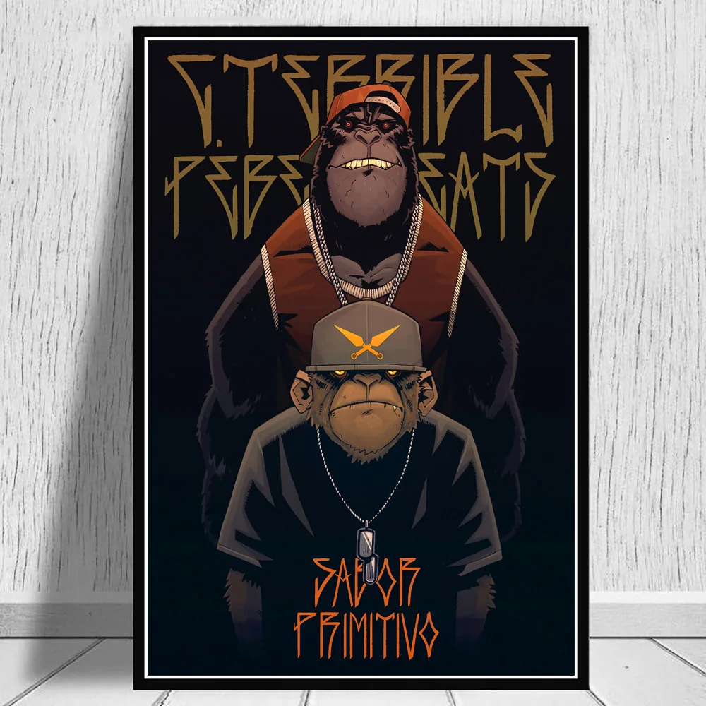 

Hip-Hop Monkey Brother Posters And Prints Funny Cartoon Animal Canvas Painting On Wall Art Picture For Living Room Decoration