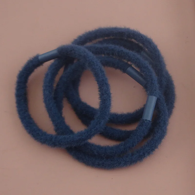 Denim Blue 30 шт. 4 мм мягкая шерсть мех эластичная резинка для волос держатели резинки для волос бархатные Галстуки для волос для девочек DIY аксессуары для волос - Цвет: Denim Blue