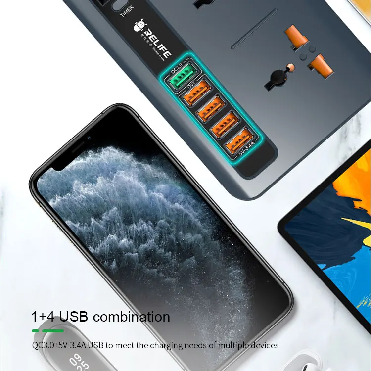 Relife Rl-316d 2500w 5 USB Fast Charging Display Timer Switch Socket 3 Power Supply Universal 13 H8a7b547f5b6248908b9965a5f09cbeeco