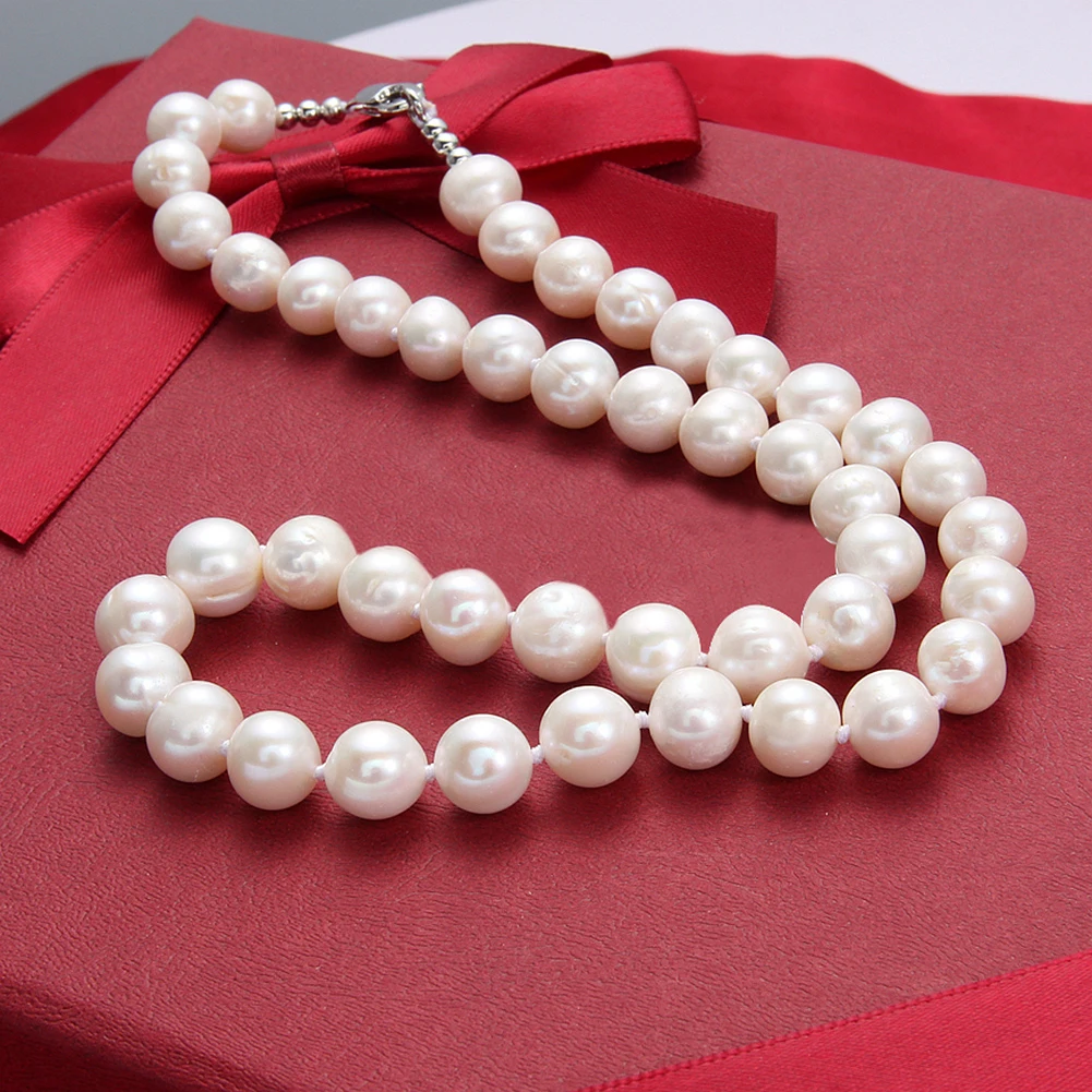 Ожерелье из пресноводного жемчуга для женщин, белый жемчуг 8-9 мм, длина 45 см, ожерелье, ювелирное изделие, подарок, модное ювелирное изделие