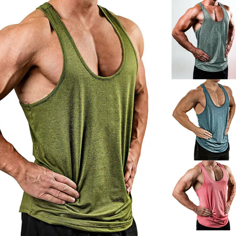 

Summer Men Sleeveless Running Vests Casual Gym Sports Slim Fit Workout Fitness Vest Tank Top Clothes Plus Size M-3XL