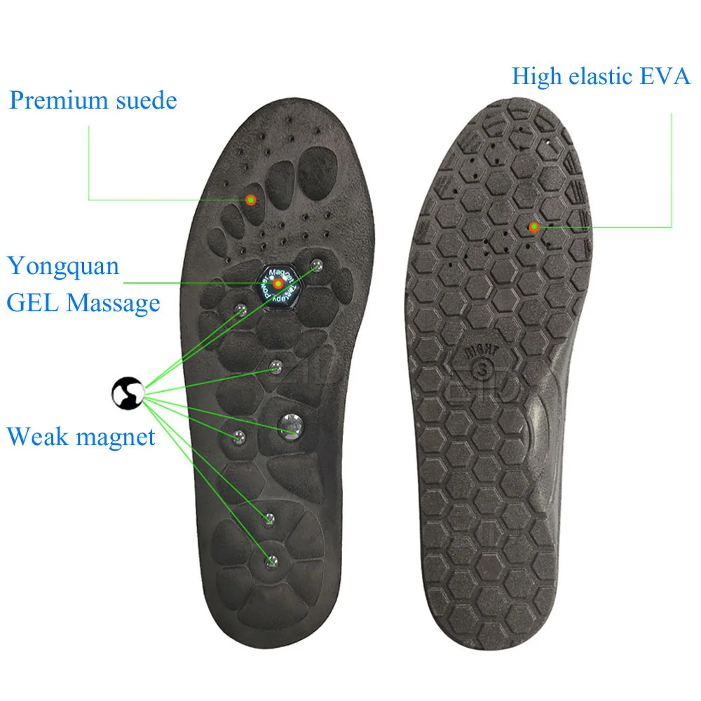 EiD Magnetic massage Insoles Shock Absorption Cushion Foot AcupressureTherapy Slimming Insoles for shoes Weight Loss Woman Men