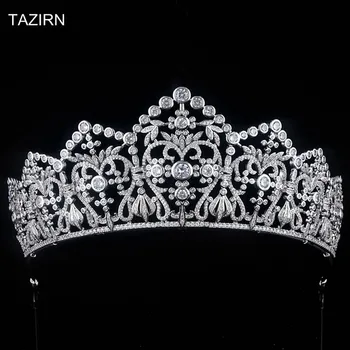 

Vintage Zircon Princess Wedding Bridal Tiaras Queen Crowns Cubic Zirconia Pageant Hair Jewelry Headpieces for Quinceanera Dress