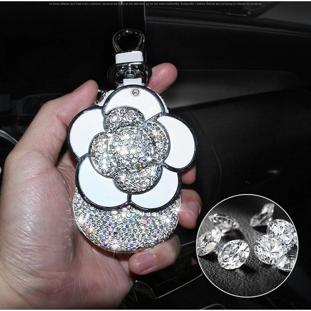 Автомобильный брелок со стразами Bling для Универсальный для автомобильных ключей кожаный чехол с зеркалом внутри