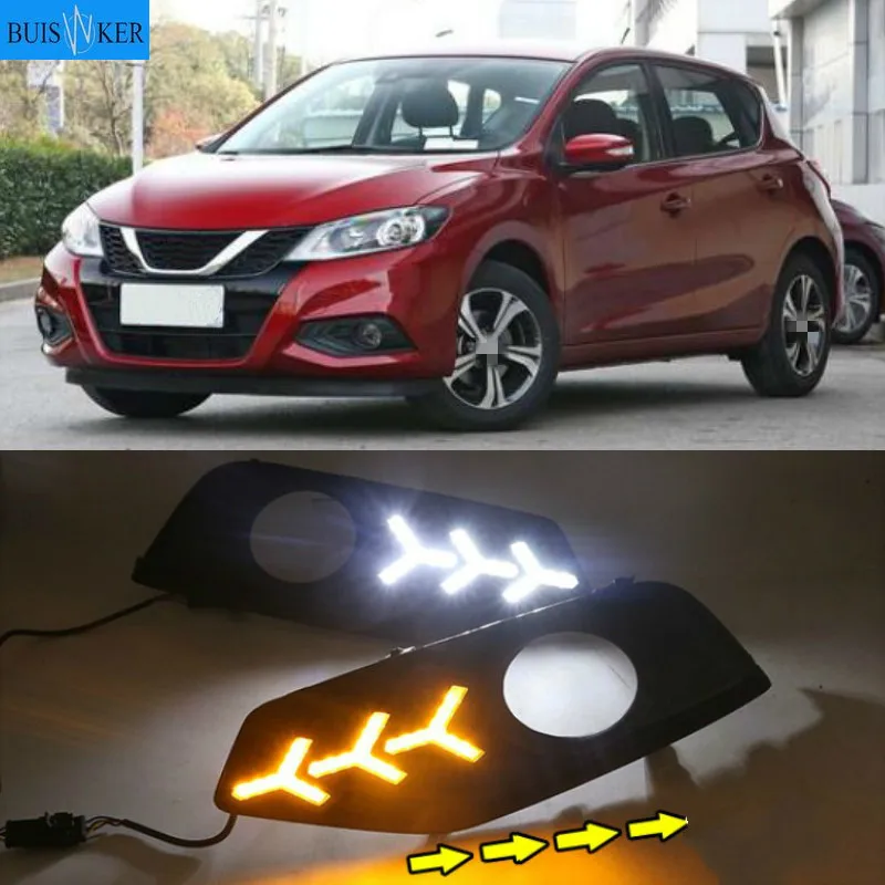 

1 Пара Авто Светодиодный дневной светильник лампы DRL Противотуманные фары для Nissan Tiida 2016-2019 12V