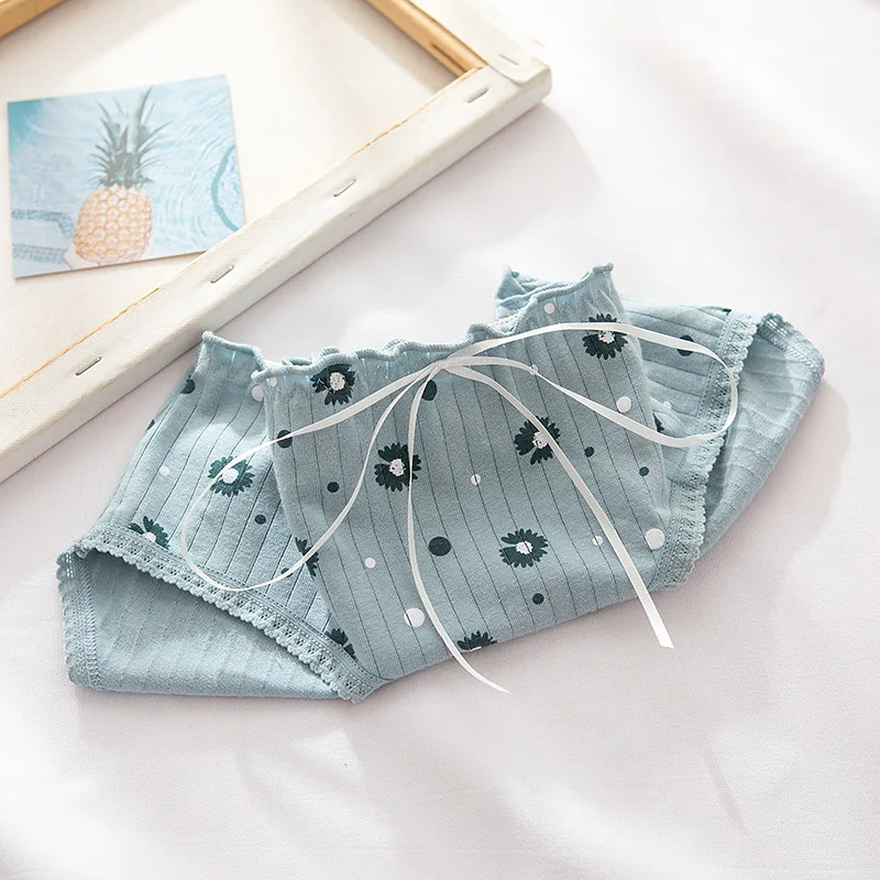 High Quality 6pcsset Lingerie Girl Daisy Panties Soft Cotton Underwear Blue Briefs Girls Pants Sexy Lingerie12