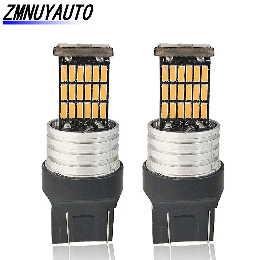 

2PCS W21/5W Led Bulbs 7443 T20 Auto Lights 45SMD 4014 Car Turn Signal Lamp Backup Reverse Light Amber Yellow 12V