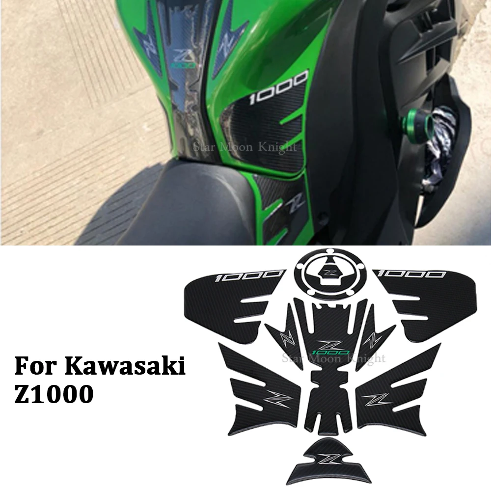 Color : A Fuel Tank Sticker Motorcycle 1 Set Tank Pad Stickers Motorcycle Gas Fuel Tank Protectors 3D Carbon for Kawasaki Z1000 2013-2016 2015 2014 