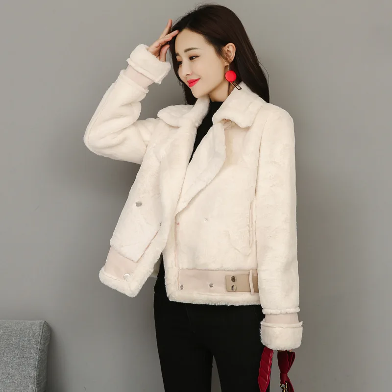 

1028 #2018 Winter Korean-style New Style Plush Motorcycle Suede Fur Jacket Women's