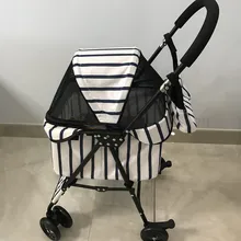 Полосатая коляска для домашних животных, складной амортизатор, универсальное колесо Ins, корзина для кошек, сетка, красная корзина для собак, чехол для на автомобильное сиденье для перевозки собак