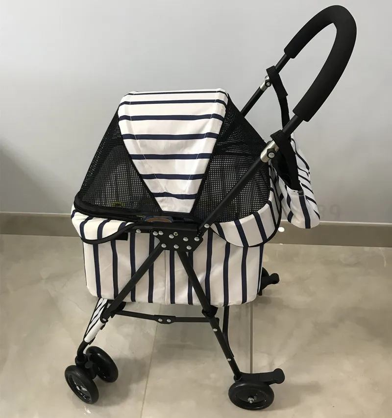 Полосатая коляска для домашних животных складной амортизатор универсальное