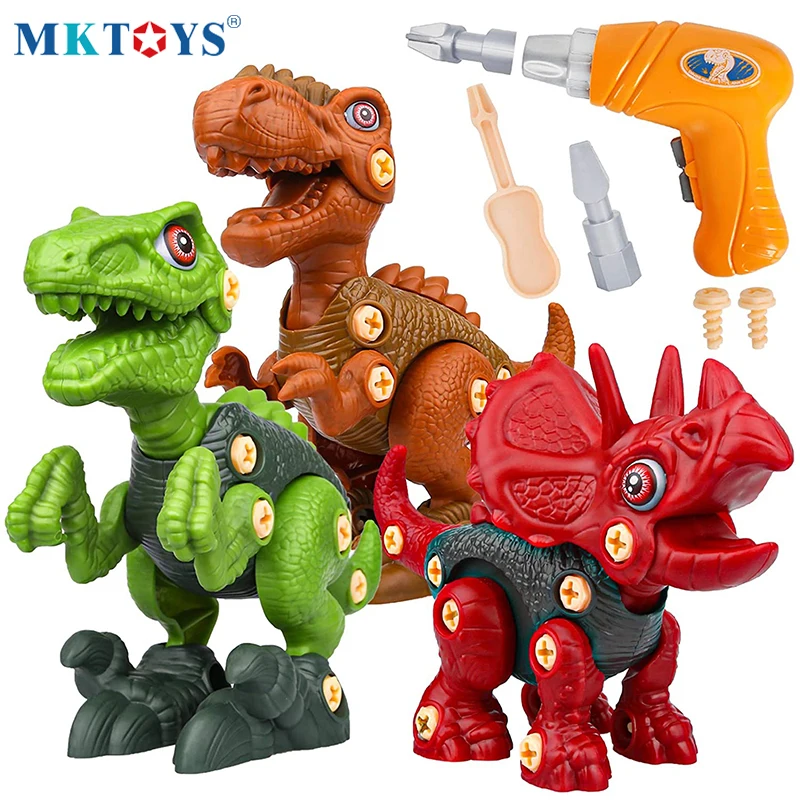MKTOYS-juguetes de dinosaurios para niños, destornillador, taladro eléctrico, Triceratops t-rex, Velociraptor, Dinossauro, Brinquedo