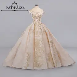 Robe Mariage кружевное роскошное свадебное платье с бисером и открытыми плечами 2019 с аппликацией на шнуровке сзади без рукавов с v-образным