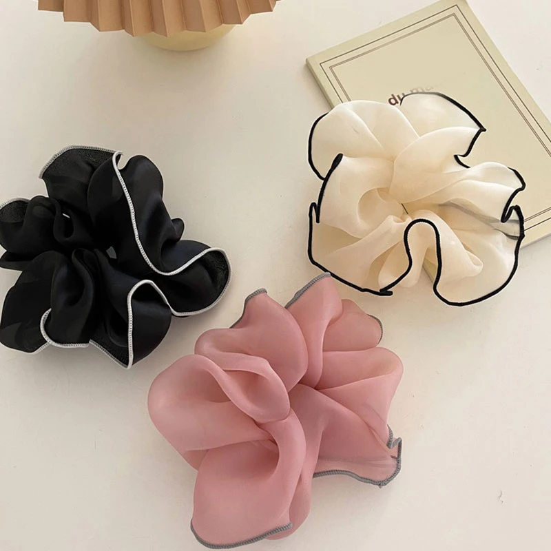 Oversized Hair Scrunchies For Women Solid Chiffon Scrunchie Hair Rubber  Bands Elastic Hair Ties Accessories Ponytail Holder - Hair Ties - AliExpress