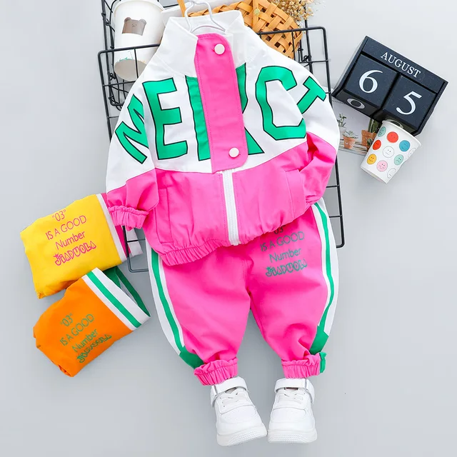 Fashion Spring Autumn Baby Girl Clothes Children Boys Casual Letter Jacket Pants 2Pcs/set Toddler Cotton Costume Kids Tracksuits BOzimulalianFRose