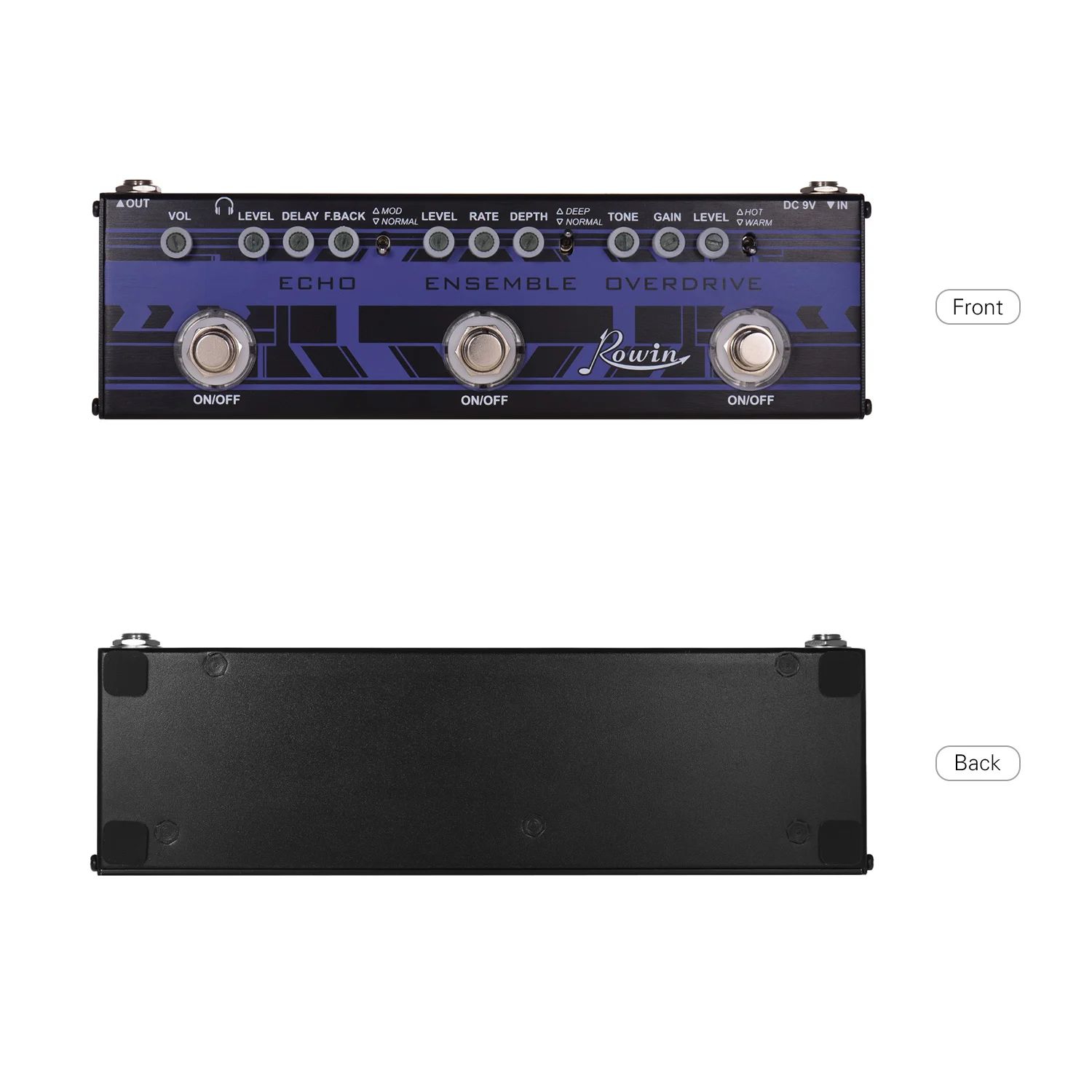 Rowin DAP-2 3-в-1 гитара Мульти для создания спецэффектов эхо+ ансамбль+ Overdrive Алюминий корпус из металлического сплава с Истинной Bypass Функция