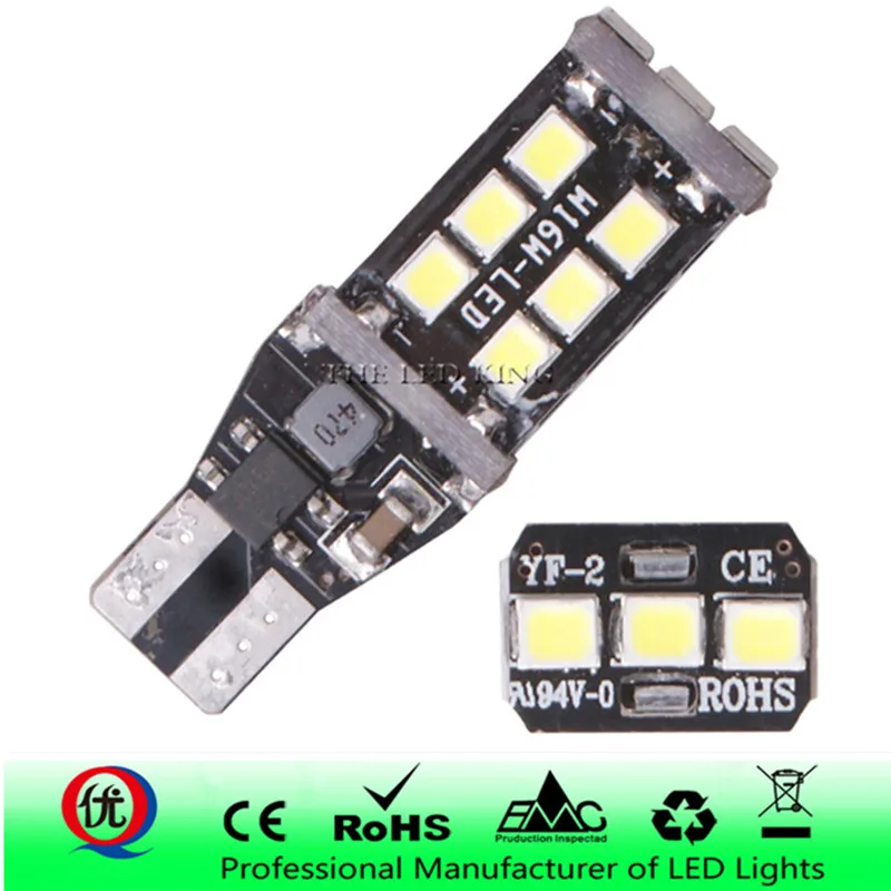 2 шт. W16W светодиодный Canbus T15 лампы Обратный светильник 921 912 5050 SMD внешний резервный