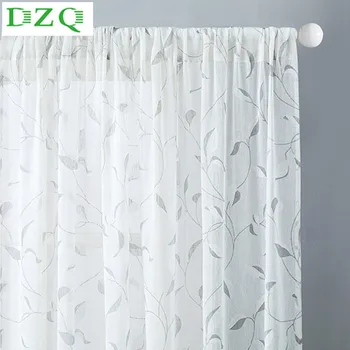 

Leaves Printed Tulle Curtains for The Living Room Bedroom The Kitchen Sheer Voile Curtains Modern Linen Custom Curtains Panel