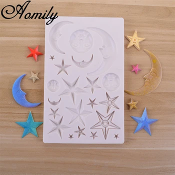 

Aomily Handmade Fondant Cake Mold Star Moon Sun Shaped Sugar Craft Chocolate Moulds Tools Silicone Molds Baking Supplies