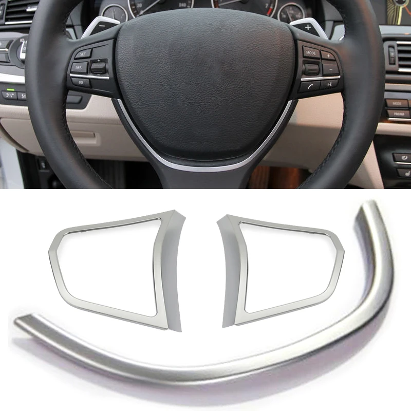 

ABS chrome steering wheel button cover trim decorative frame sticker accessories for BMW 5 Series F10 F11 520i 525i 2011-2017
