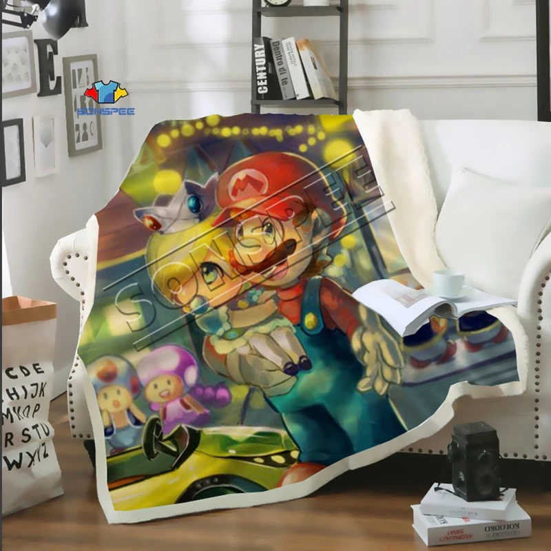 Mario Bros диван в стиле аниме, молодежное постельное белье с рисунком, набивное одеяло, покрывало для мальчиков и девочек, одеяло для путешествий, диван, одеяло Mario