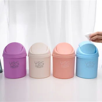 

Creative Mini Desktop Trash Bin Rolling Cover-Small Number Trash Can Household Living Room with Bedside Storage Bucket Wastepape