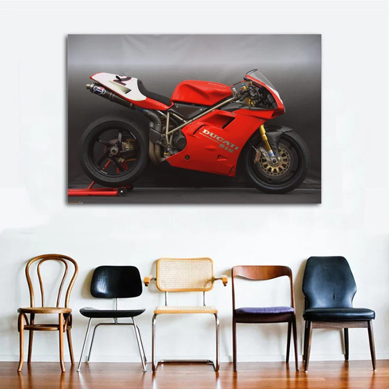 Классические мотоциклы Ducati 916 красный супер гоночный велосипед Спорт стены искусства плакаты Печать на холсте шелковые картины для декора гостиной
