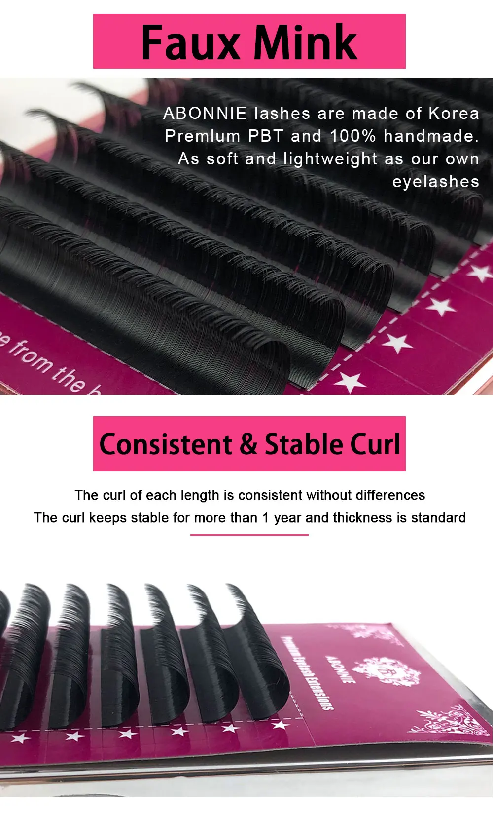 Description Picture 4 of itemAbonnie 12Rows Faux Lash Individual Eyelash Extension Lashes Maquiagem Cilios for Professionals Soft Natural Eyelash Extension
