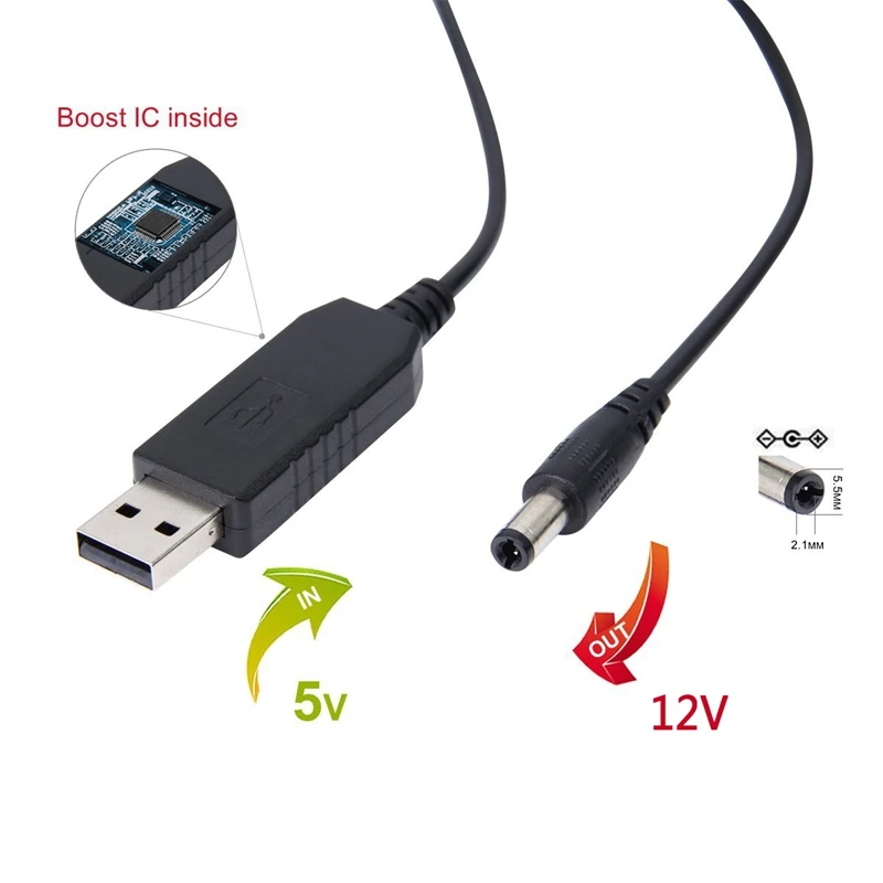 2 шт Usb в Dc кабель для преобразования напряжения повышающий кабель 5,5X2,1 мм Dc Мужской 1 м-5 в до 12 В и 5 В до 9 в