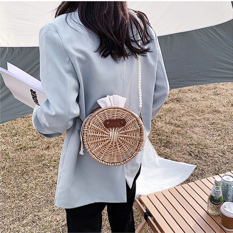 2022 New Women Summer Straw Brand Luxury Beach Designer Handbag Bamboo Rattan Bag Small Crossbody Shoulder Bags with Bolsas
