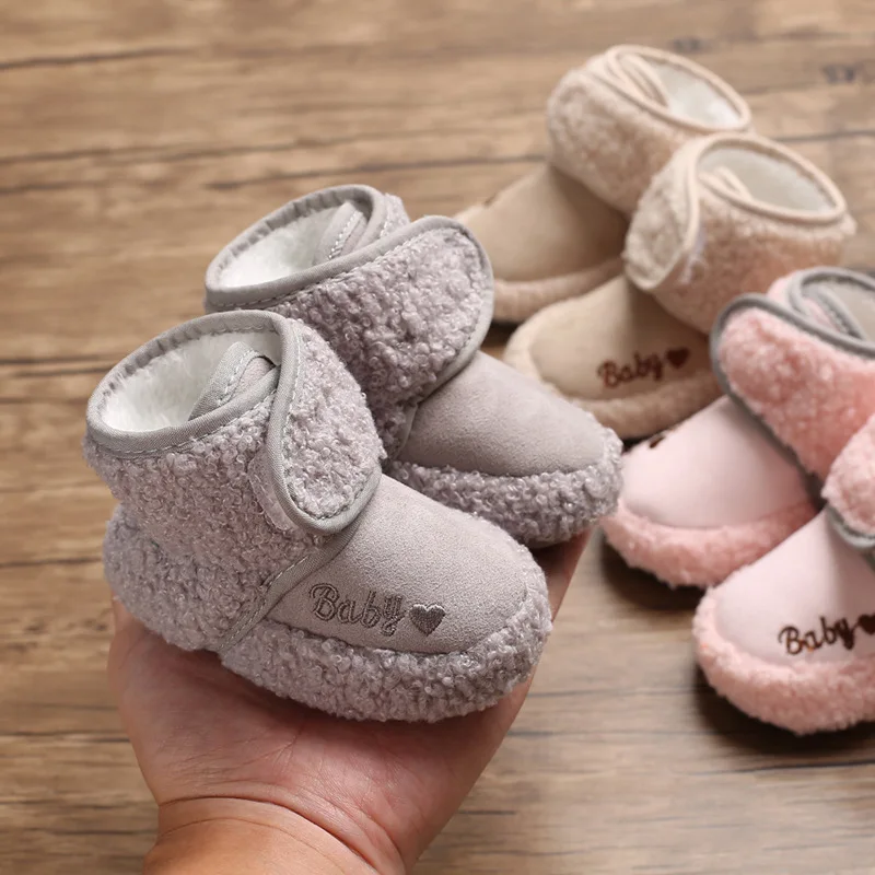 Детские ботиночки; обувь для мальчиков и девочек; зимняя теплая обувь с хлопковой подошвой; мягкая обувь для новорожденных; обувь для малышей