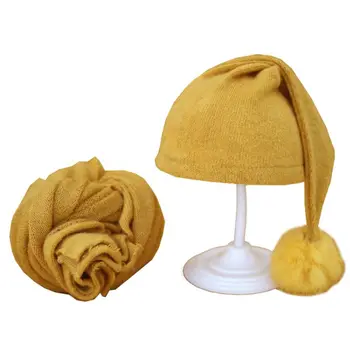 

2020 Newborn Photography Props Wraps + Hat Set Beanie Propshoot for Photography New Born Baby Boys Girls Accessories
