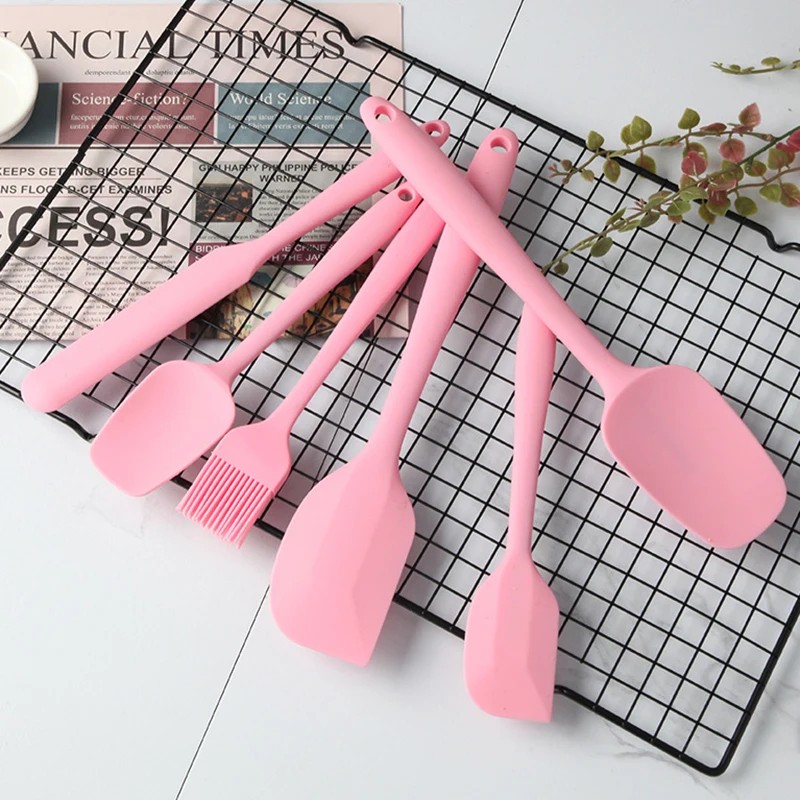 Silicone Spatula Set  6 Piece Kitchen Utensils for Baking Cooking and Mixing 