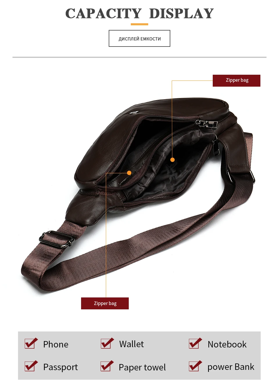 Luufan本革胸ショルダースリングバッグ男性ヴィンテージ狂気馬胸パック大容量男性乗馬バッグ ヴィンテージ本革メンズチェストパックソフト牛皮レザースリングバッグ