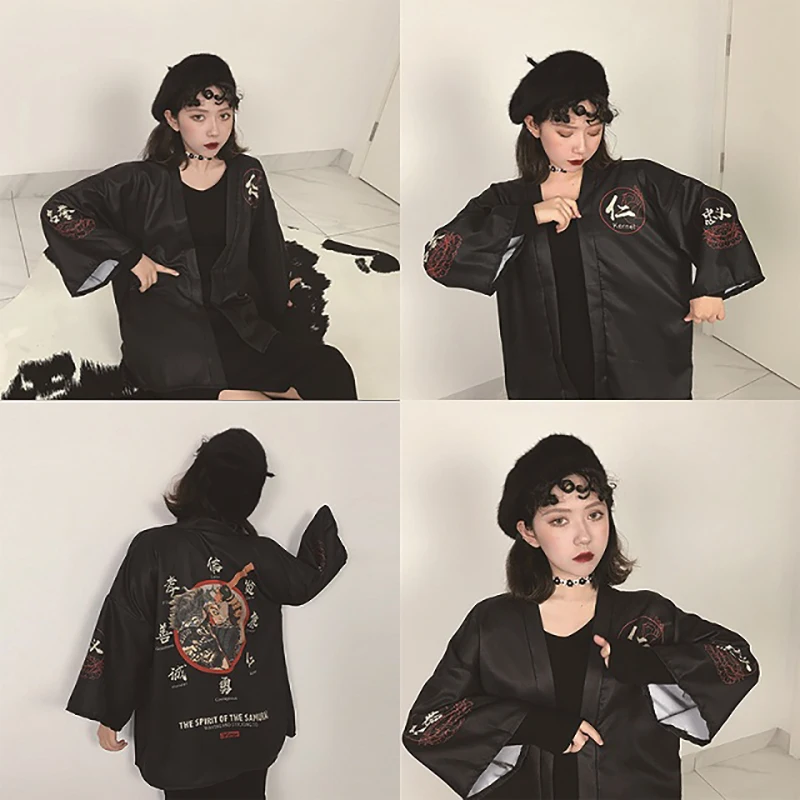 Японское кимоно женское традиционное платье кардиган рубашка Harajuku Kawaii стиль свободный японский уличная SL1326