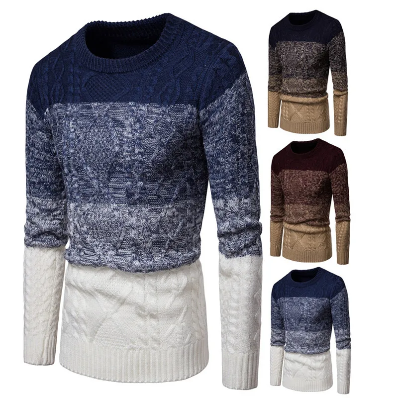 

Men's Casual Stripe Pullover Cotton Crew Neck Sweater Assorted Color Knitwear