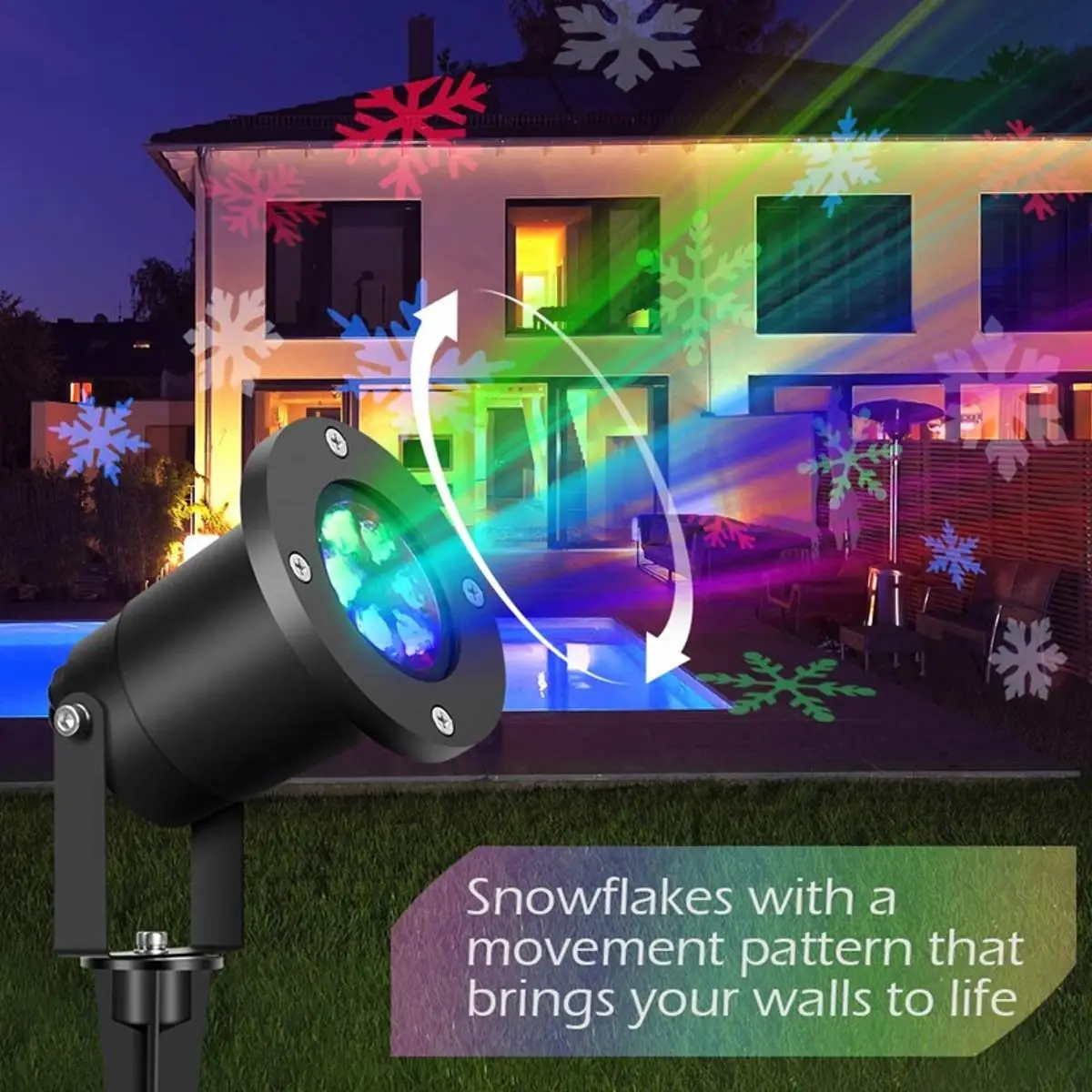 Водонепроницаемый движущийся лазерный проектор лампа белая Снежинка светодиодный светильник для Рождества Год Вечерние светильник пейзаж садовая лампа