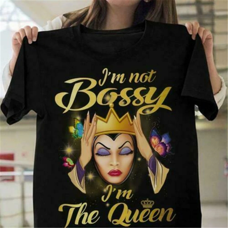 Женская футболка с круглым вырезом I'M Not Bossy The Queen черная хлопковая Футболка