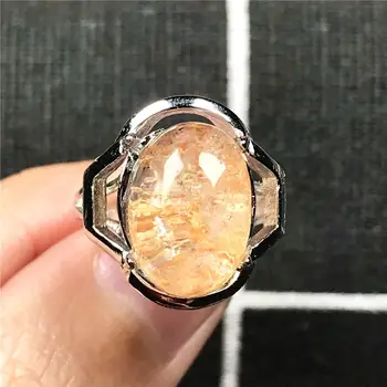 

Natural Ghost Red Phantom Quartz Crystal Ring For Woman Man 14x10mm Oval Beads Garden Stone Silver Adjustable Ring Jewelry AAAAA