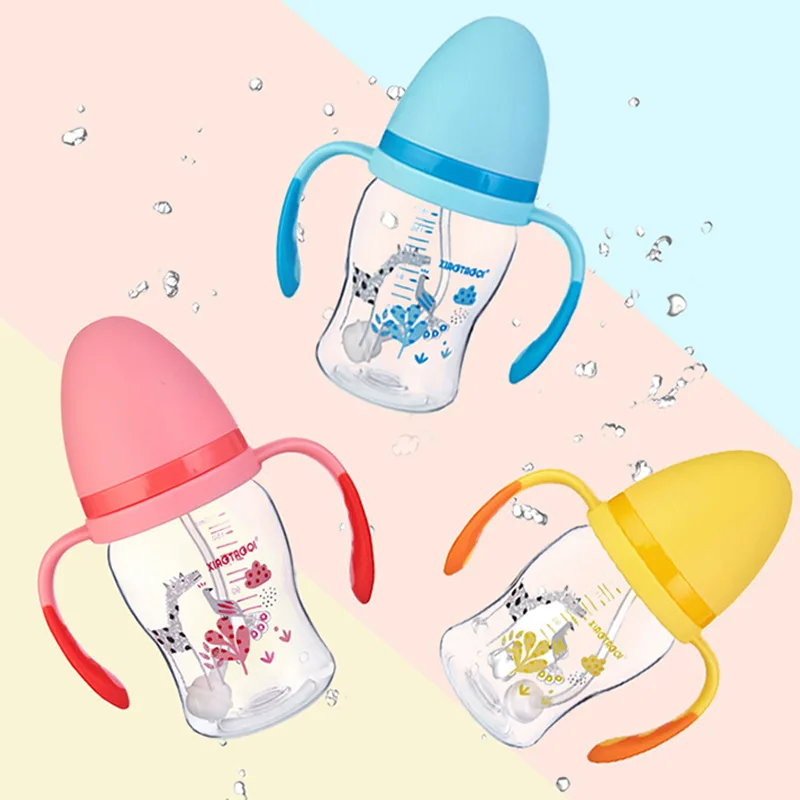 

Wide Mouth Automatic Grip Tritan Feeding Bottle Small Naughty Newborns Drop-resistant Feeding Bottle Infant Multi-color Selectab