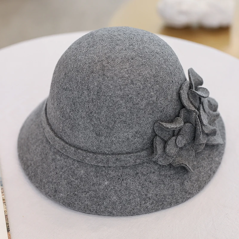 H289 осень зима шерстяная шляпа Fedora леди Британский ретро купол шерстяная фетровая Шляпка женская элегантная модная одежда церковные высококачественные шляпы