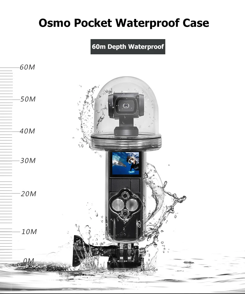 60 м водонепроницаемый корпус с кнопкой для DJI OSMO Карманная камера Подводный защитный чехол коробка Спортивная Экшн камера аксессуары