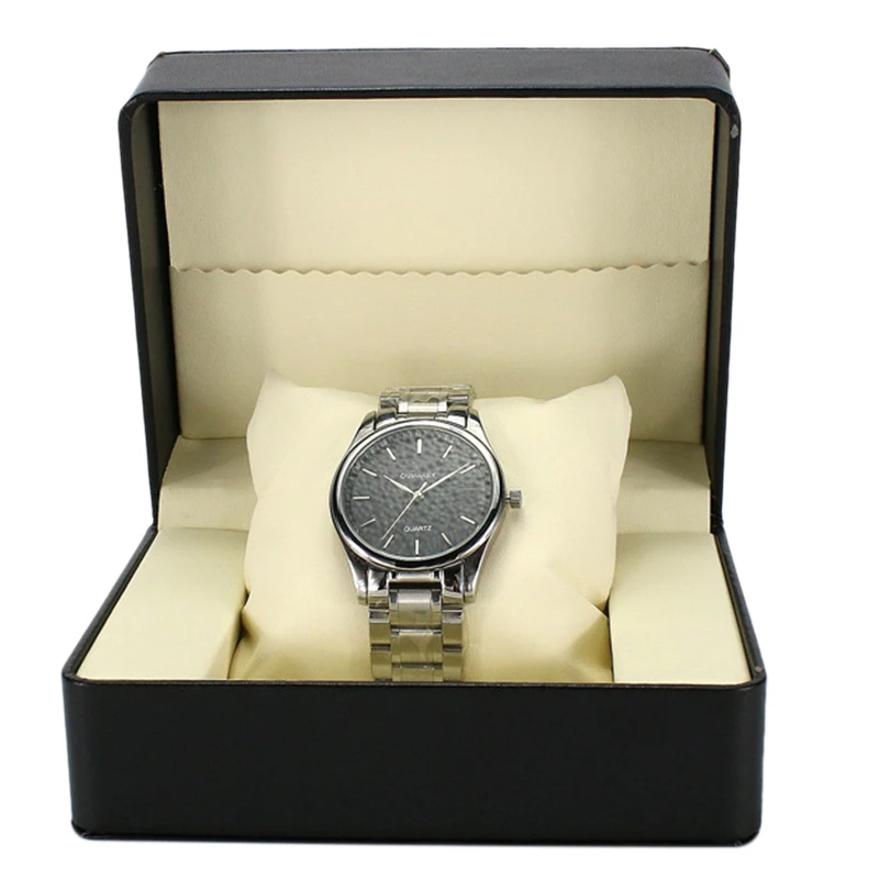 

Leather Watch Box Black Single Watch Display Box Jewelry Bracelet Velvet Jewelry Box Gift Box