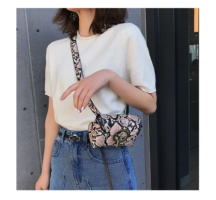 Модная сумка на пояс со змеиным принтом Дамская змеиная сумочка из искусственной кожи женские модели дикая сумка на одно плечо диагональная упаковка