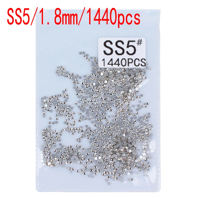 White SS5 1440pcs Супер Блестящий SS3-SS30 хрустальные стразы AB с плоской задней частью Стразы для ногтей 3D не горячей фиксации украшения для ногтей DIY стеклянный Маникюр 400 - Цвет: White SS5 1440pcs