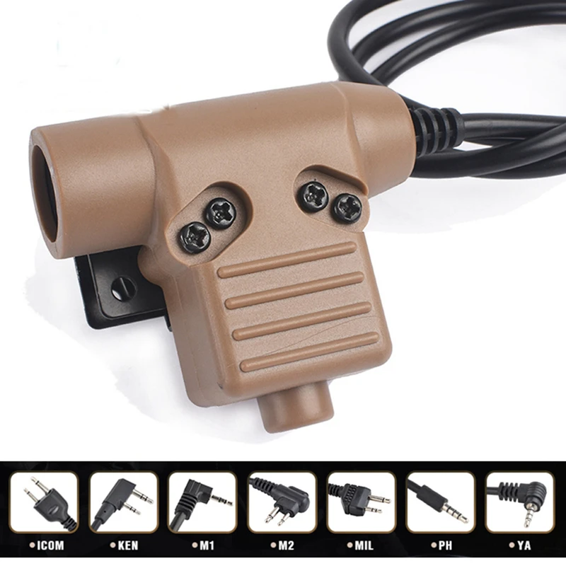 

Airsoft Headphone U94 PTT for KENWOOD/Midland Walkie Talkie BaoFeng UV-82 Radio Adapter Push to Talk Softair Headset DE WZ113
