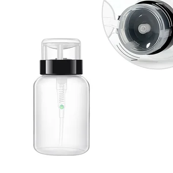 

6pcs 200ml Plastic Lockable Nail Polish Remover Press Pumping Bottle Liquid Subpackage Storage Bottle Dispenser Container (No Wo