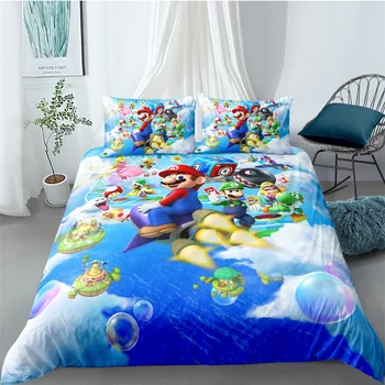 

Super Mario Bros. Bedding Set Duvet Cover pillowcase Quilt Cover Cartoon Children bed set Gift Home textile Dropship